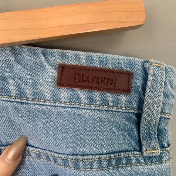 Blank NYC | Distressed High Rise Denim Jean Cut off Shorts - Picture 3 of 5